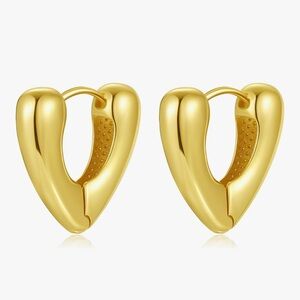 NEW 14K Gold Plated 925 Sterling Silver Post Oval Huggie Hoop Earrings for Women